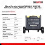 Planta Electrica AG8000IE ADVANCE Inverter 7500 Watt Máximo, 7000 watt Continuo, A Gasolina, Monofasico, Arranque Electrico - Imagen 3