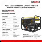 Planta Electrica AG10000E ADVANCE 9000 Watt Máximo, 8600 watt Continuo, A Gasolina, Monofasico, Arranque Electrico - Imagen 4