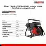 Planta Eléctrica FORTE FI3200-2 Inverter 3000w -Equipmaster