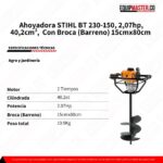Ahoyadora STIHL BT 230-150 - Broca 12 x 80cm - Equipmaster