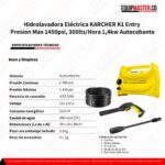 Hidrolavadora Eléctrica KARCHER K1 Entry -Equimpaster