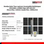 BOMBA Solar Tipo LAPICERO Sumergible Multietapas KOLOSAL 2,200W (3hp) KOL4-110-220-MP Altura Max. 110mts Caudal Max. 200lts/min, INCLUYE CONTROLADOR + OCHO PANELES 610W - Imagen 5