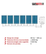 BOMBA Solar Tipo LAPICERO Sumergible Multietapas KOLOSAL 1500W (2hp) KOLOS3-180-150-20 Altura Max. 180mts Caudal Max. 62lts/min, INCLUYE CONTROLADOR + SEIS PANELES 610W - Imagen 4