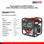 Planta Eléctrica FORTE FI3500-2, 3500w Max, 3200w Continuo, Gasolina, Monofásica, Arranque Manual - Imagen 5