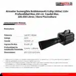 Aireador Sumergible Bubblemax45 0.6hp (450w) 110v Profundidad Max.150 cm Caudal Max.100.000 Litros / Hora Piscicultura - Imagen 5