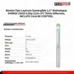 Bomba Tipo Lapicero Sumergible 2,5 Multietapas -Equipmaster
