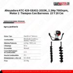 Ahoyador Gasolina KTC 52cc 2.3Hp - Equipmaster