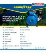 Motobomba GY270G-B200 Gasolina GOODYEAR 9hp - Equipmaster