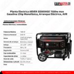 Ficha Tecnica Generador ARVEK GE8000GE 7000W Equipmaster