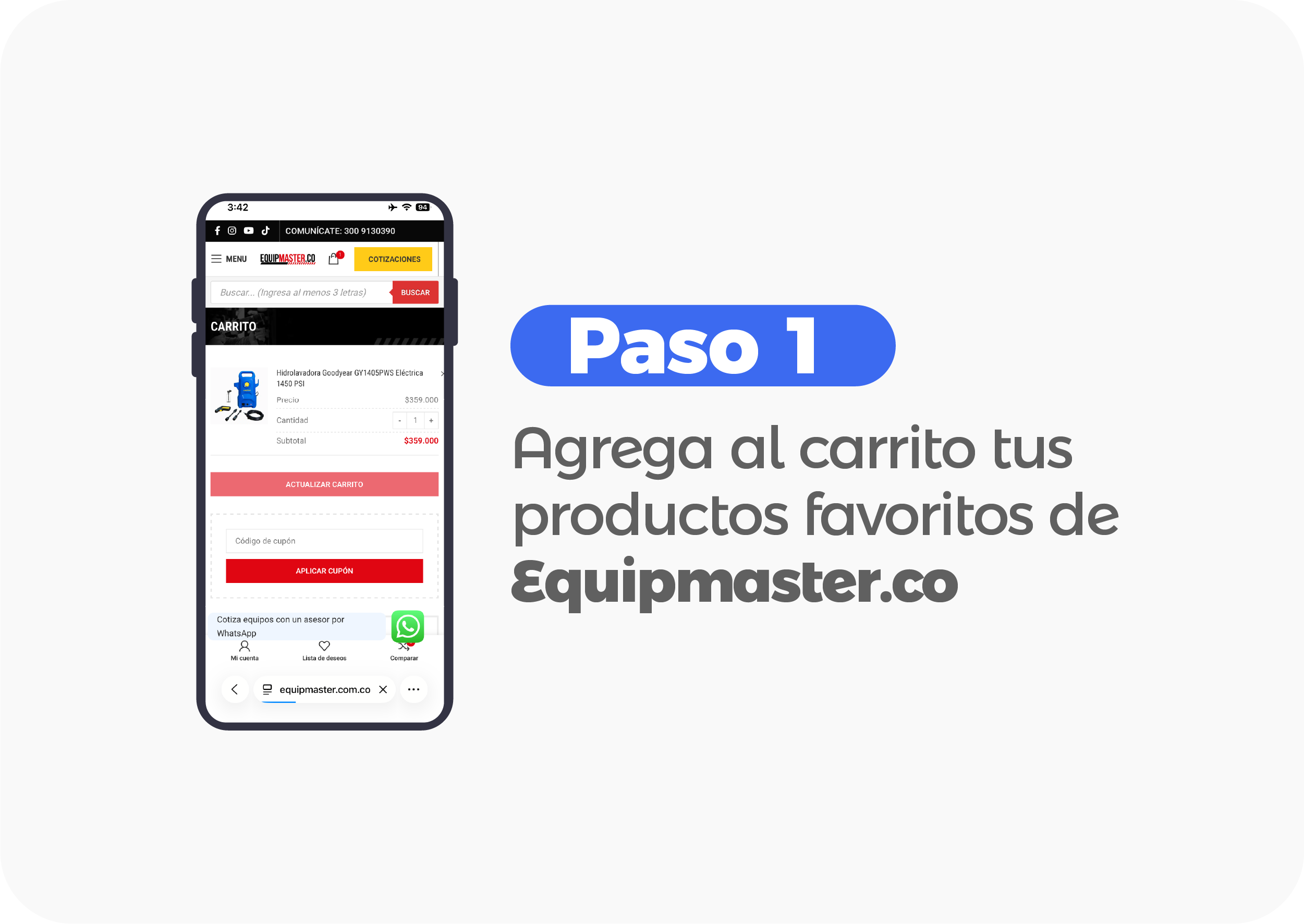 Paso 1 Agregar productos al carrito credito Addi Equipmaster