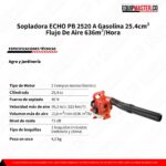 Ficha Tecnica Sopladora ECHO PB 2520 25.4 cc Gasolina -Equipmaster