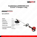 Ficha tecnica Guadañadora Shindaiwa T230 ligera de 22.5 cc Equipmaster