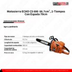 Ficha tecnica Motosierra ECHO CS 680 70cm Profesional -Equipmaster