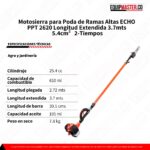 Ficha tecnica Podadora de Altura ECHO PPT 2620 Eje telescópico -Equipmaster