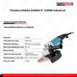Ficha tecnica Pulidora Makita GA9090 9 pulgadas 2200W -Equipmaster