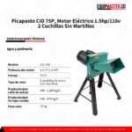Ficha tecnica Rotor de 2 cuchillas sin martillos para forraje de la picapasto CID 75P Equipmaster