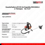 Ficha tecnica desbrozadora ECHO de Espalda RM4300LA -Equipmaster