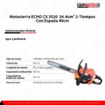 Ficha tecnica motosierra a gasolina para fincas CS 3520 -Equipmaster