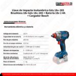 Ficha tecnica llave de impacto Bosch GDX 18V 285 equipmaster